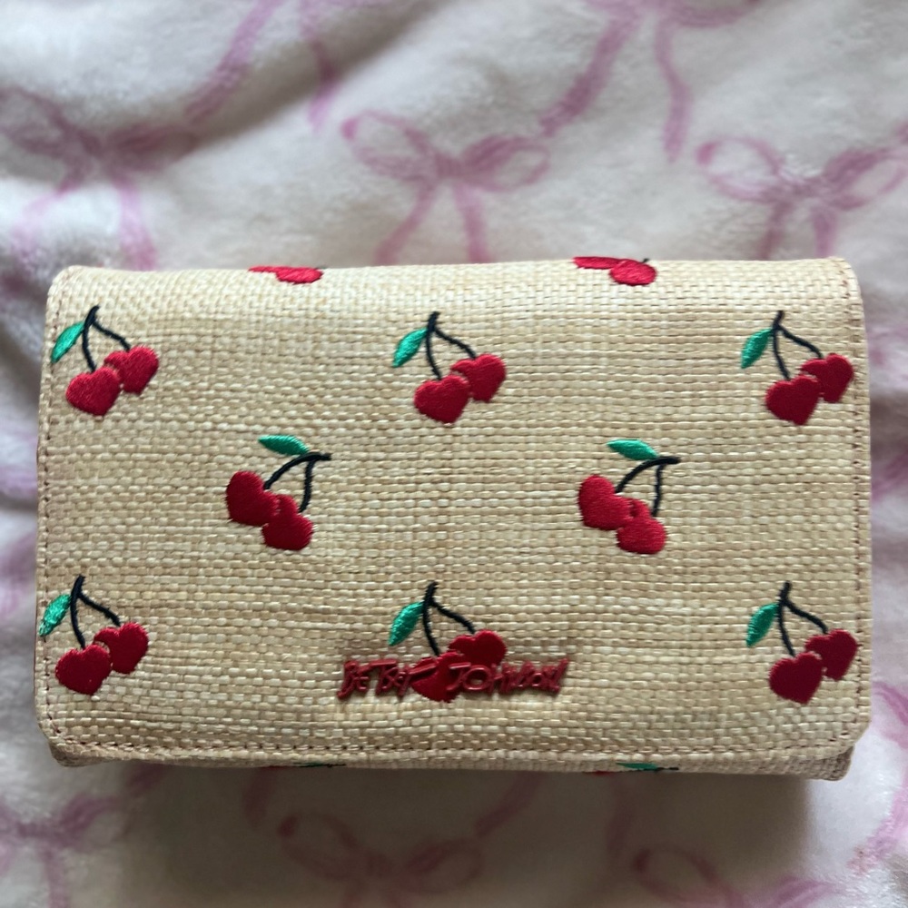 Betsey Johnson Beige Wallet with Cherry Design